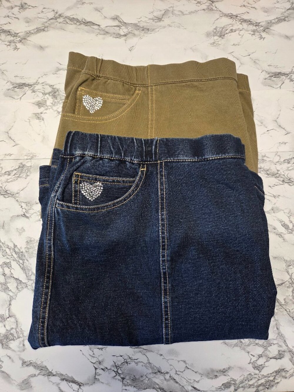 Quacker Factory DreamJeannes XL Green & Blue Summer Cargo Skort Bundle of 2